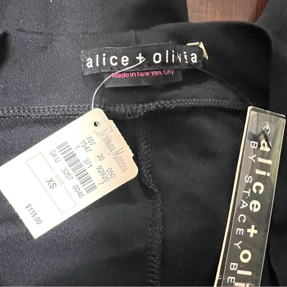 ALICE + OLIVIA Designer Leggings Black Faux Leather Side Panel Size XS NWT - Picture 7 of 11